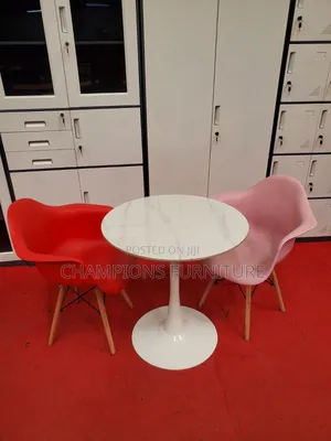 White Tulip Table and Molded Shell Chairs Set