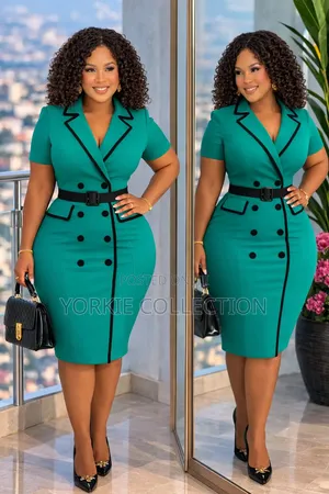 A Double-Breasted Belted Blazer Midi Dress