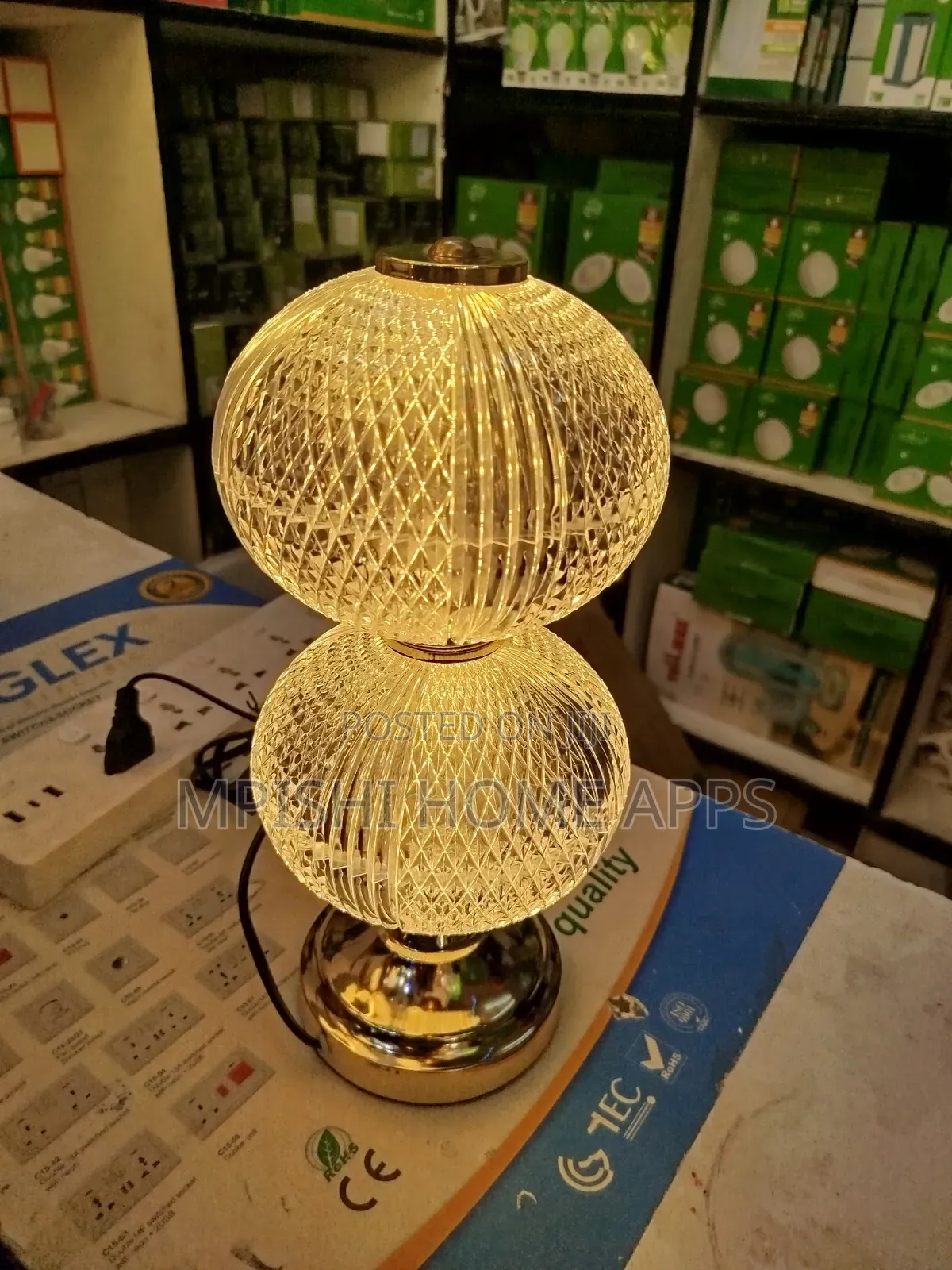 Double-Globe Acrylic Crystal Table Lamp