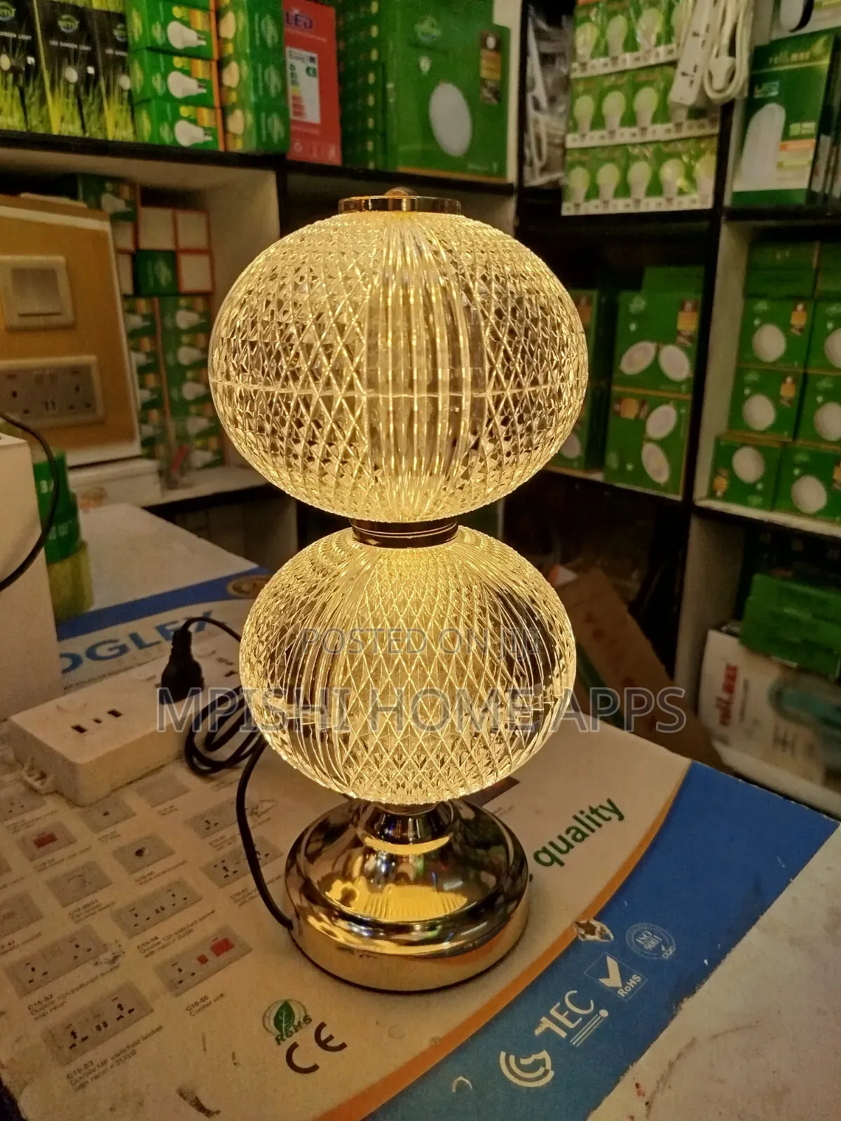 Double-Globe Acrylic Crystal Table Lamp