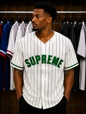 Pinstripes Button-Up Baseball Jersey