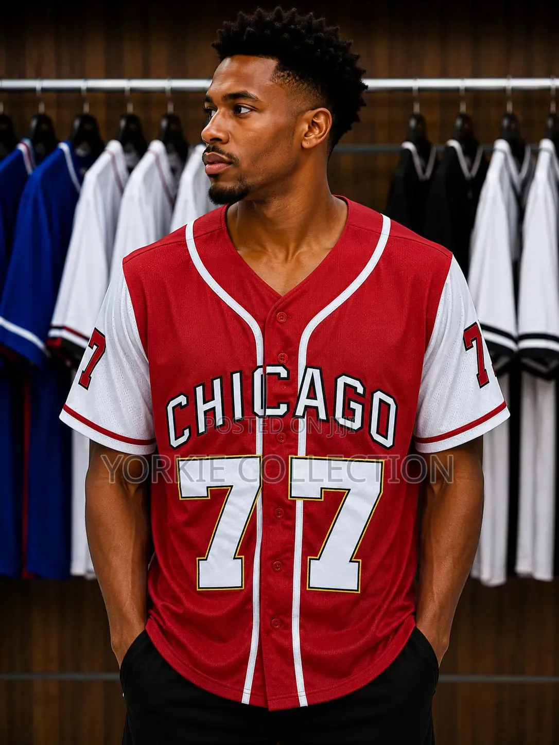 Pinstripes Button-Up Baseball Jersey