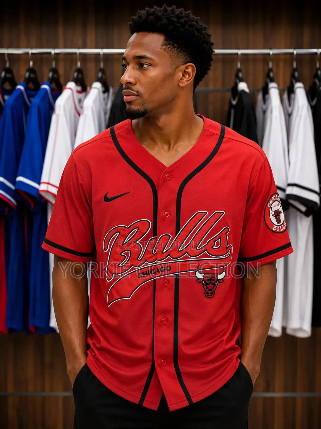 Pinstripes Button-Up Baseball Jersey