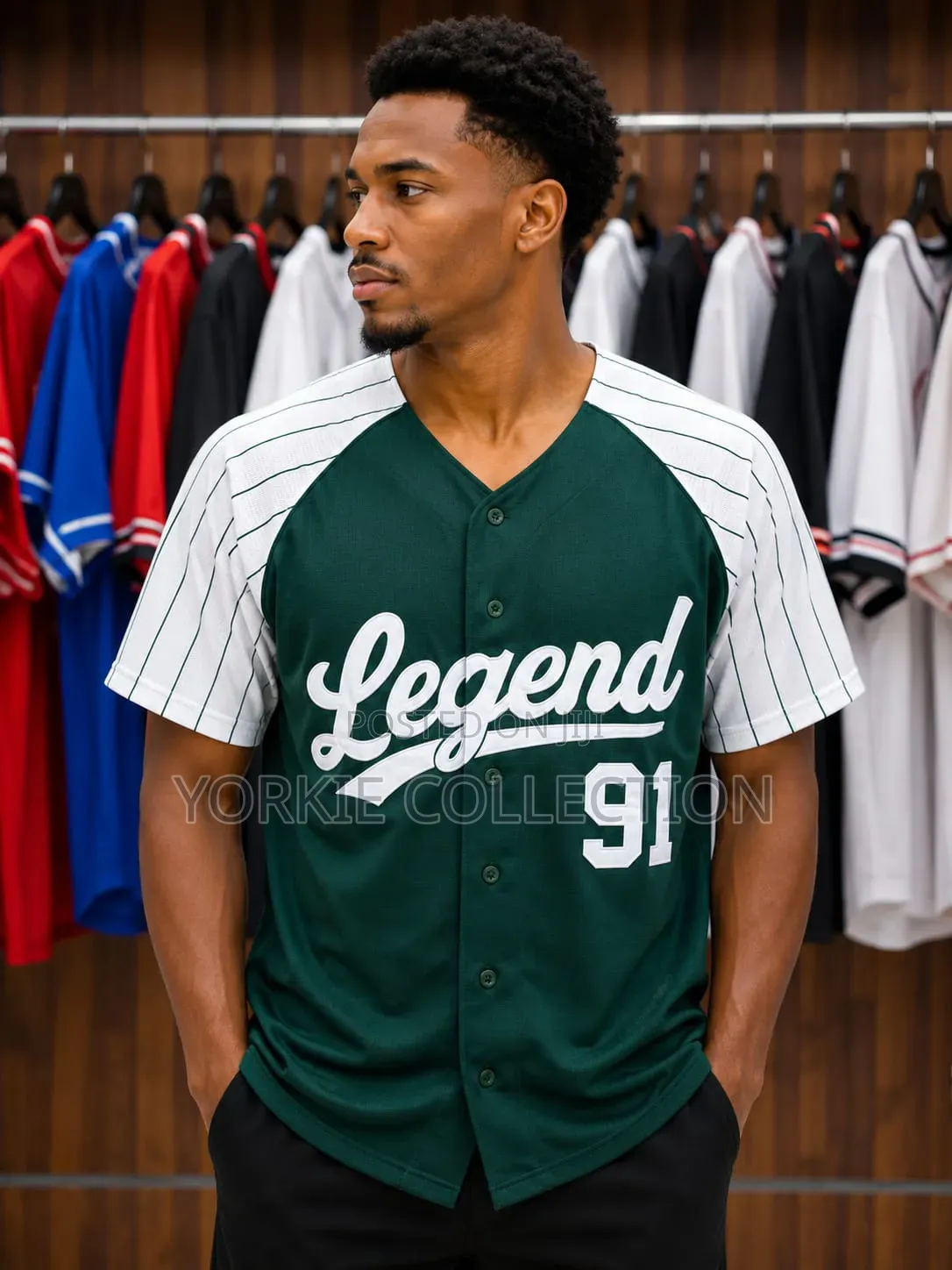 Pinstripes Button-Up Baseball Jersey