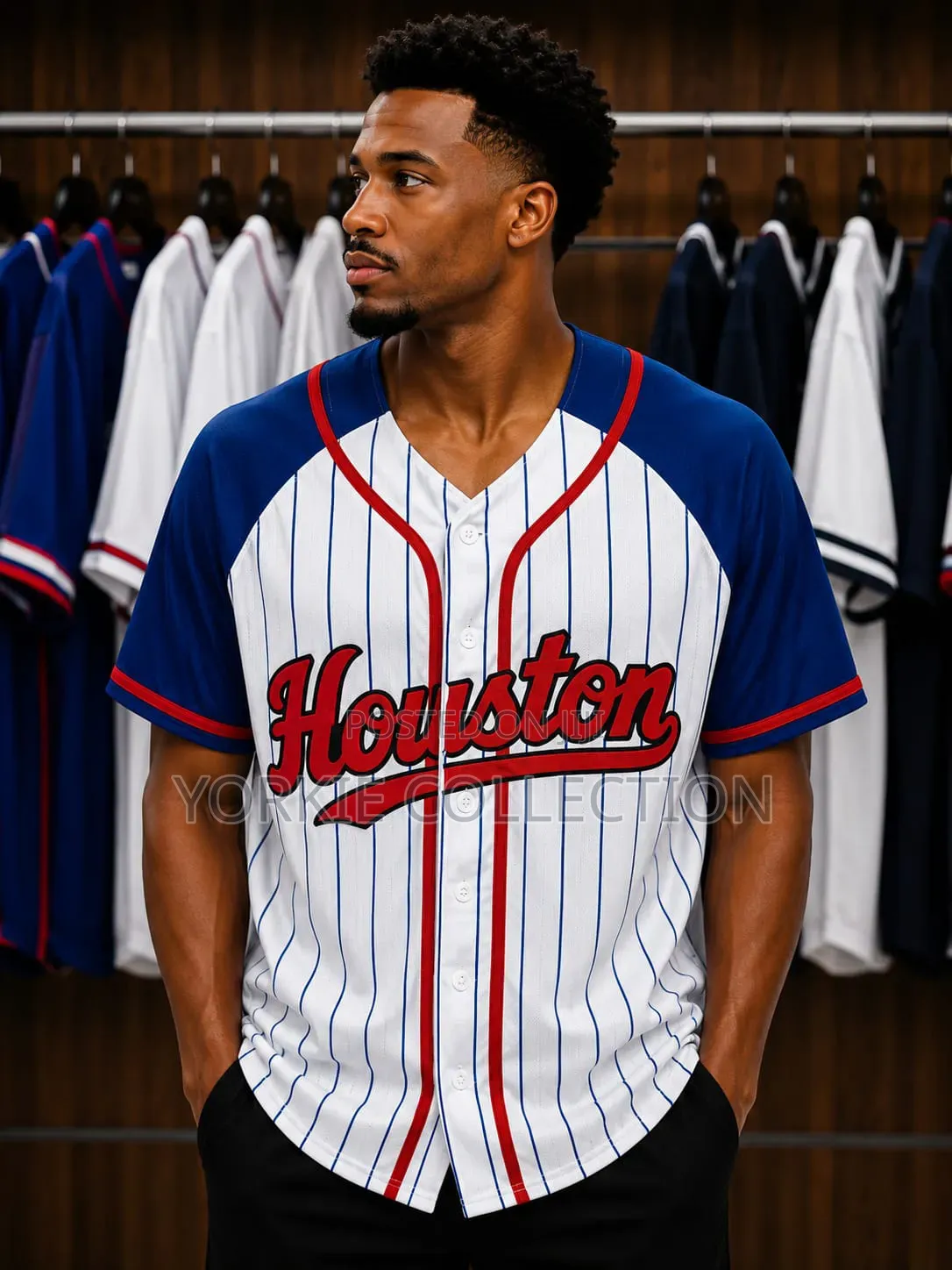 Pinstripes Button-Up Baseball Jersey