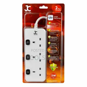 Jeffreys Code 3-Way Extension Cable 2M Surge Protector