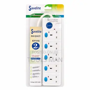 Savelite 5-Way Extension Socket (2M Cable, Individual Switches)