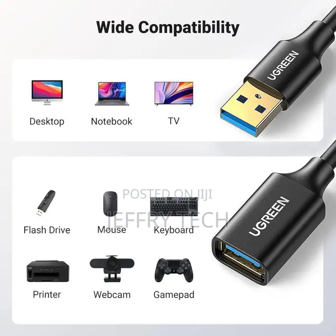 Ugreen US175 USB 3.0 Extension Cable 10M (Black) – Premium High-Speed