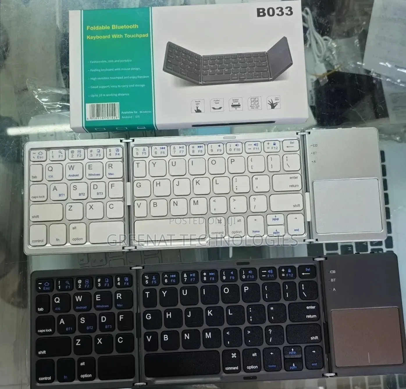 B033 Mini Three Fold Portable Bluetooth Keyboard With Mouse Touchpad