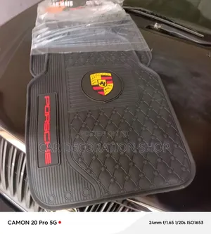 All Weather Rubber Floor Mats With Porsche Crest Emblem at Centre