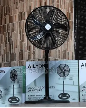 AILYONS Stand Fan - 18 Inch, 3 Speed, Black, 5 Blades