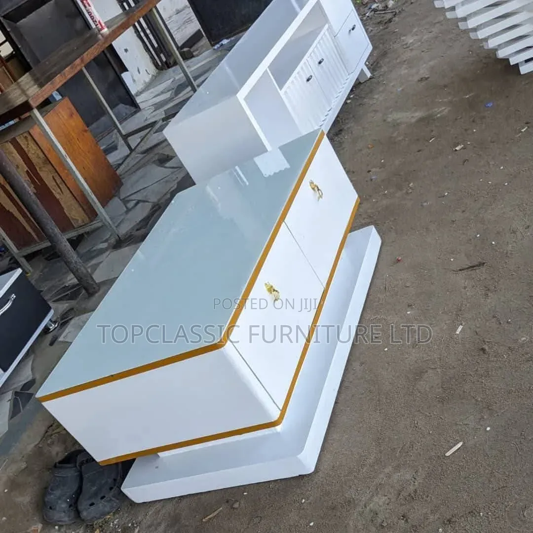 White Coffee Table With Marble Top.