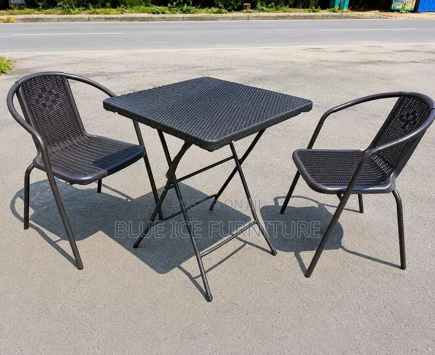 Modern Outdoor Rattan Bistro Set-2 Chair Foldable Table