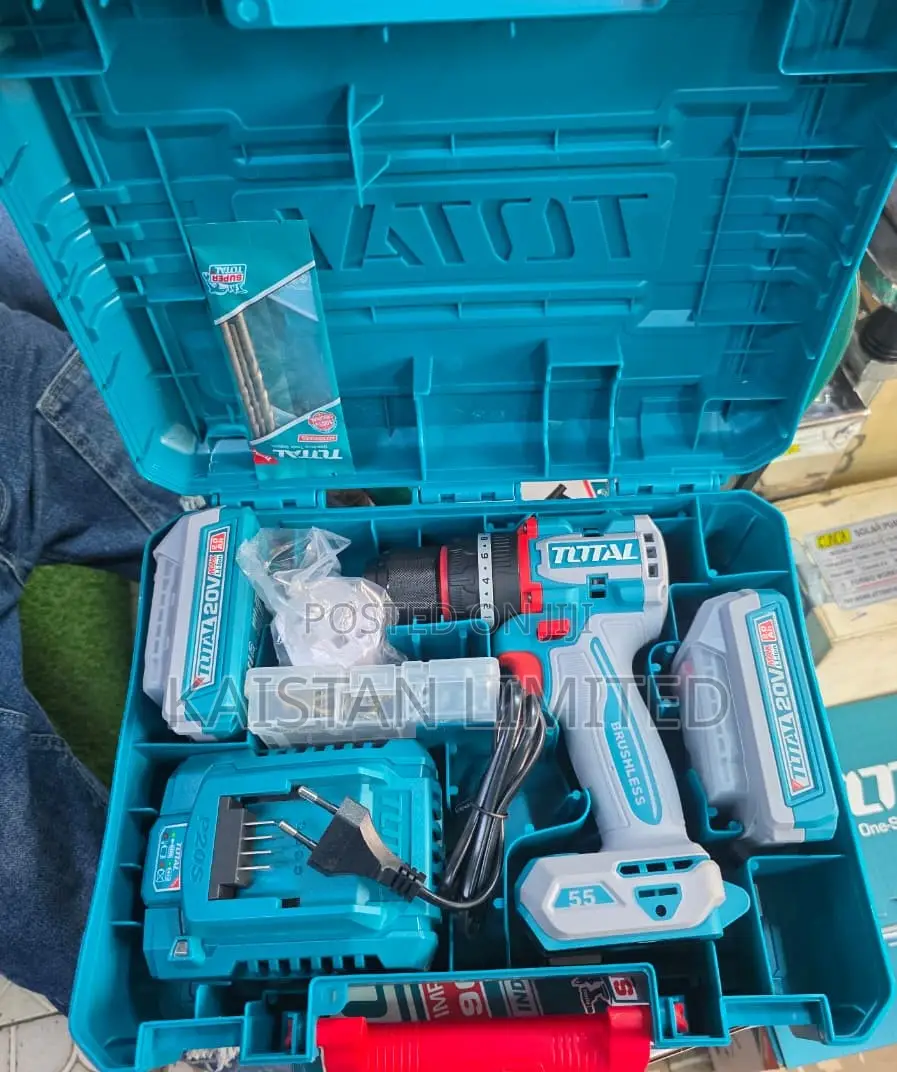 TOTAL 20V Brushless Cordless Drill Kit (55Nm)