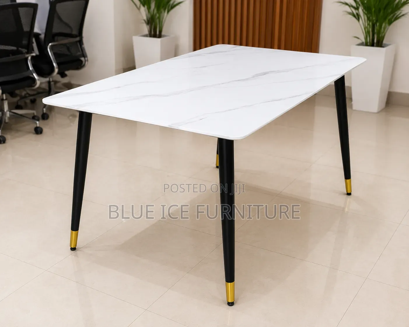 Dining Table;Modern White Marble Dining Table With Black Gold Legs |