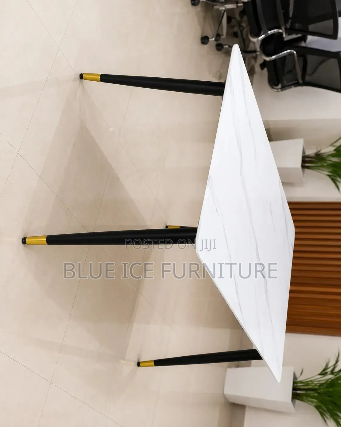 Dining Table;Modern White Marble Dining Table With Black Gold Legs |