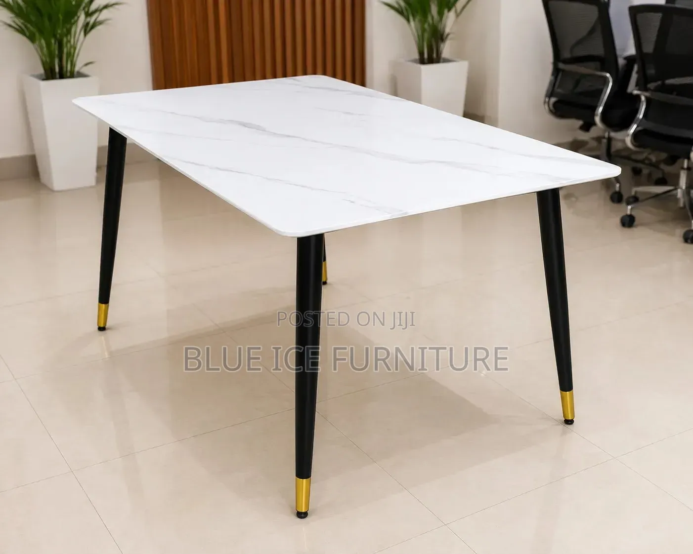 Dining Table;Modern White Marble Dining Table With Black Gold Legs |
