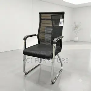 Office Chairs; Armed Black Visistors Mesh Sled Base Chair