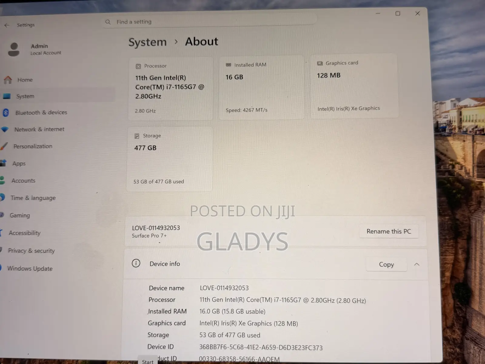 Laptop Microsoft Surface Pro 7 16GB Intel Core i7 SSD 512GB