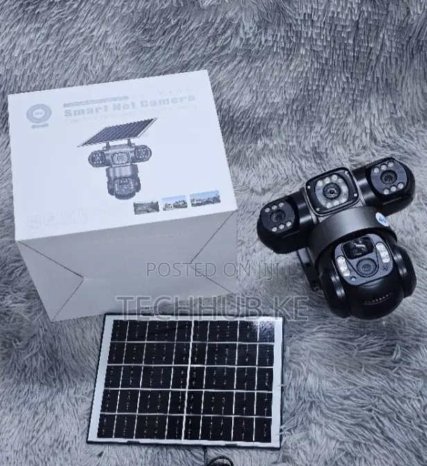 Wireless 4G Triple Lens Outdoor CCTV Camera With Solar Panel