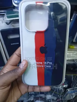 Tri-Color Split Silicone Case Designed for the iPhone 14 Pro.