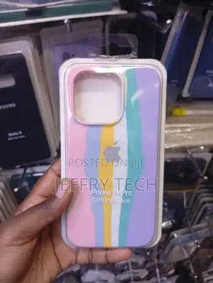 White, and Blue Silicone Case Is Compatible With the iPhone 14 Pro.