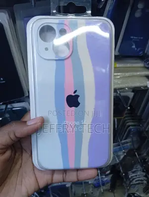 iPhone 14 Silicone Case Features a With a Vertical Striped Design