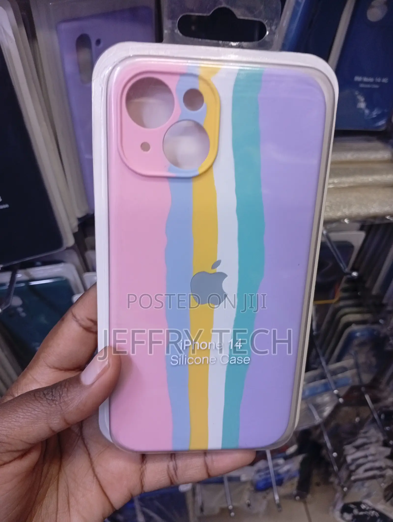 Rainbow Stripe Liquid Silicone Case Designed for the Apple iPhone 14