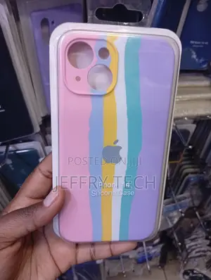 Rainbow Stripe Liquid Silicone Case Designed for the Apple iPhone 14