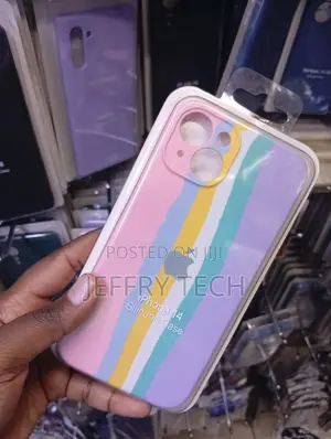 Rainbow Stripe Liquid Silicone Case Designed for the Apple iPhone 14