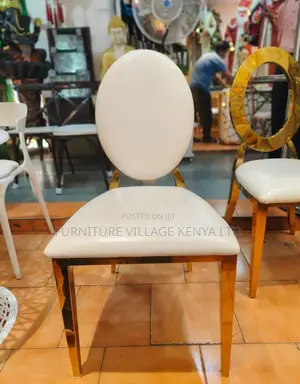 Dining Chair; 4 Leg Leather Gold-Event Dining Chair