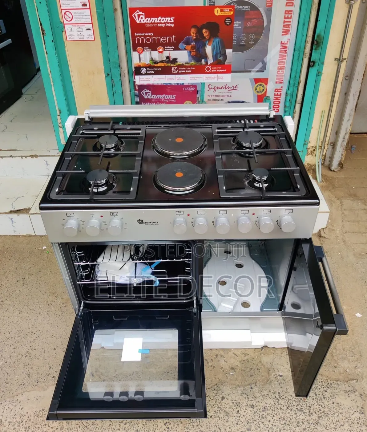 Ramtons 90×60cm Standing Cooker – 4 Gas + 2 Electric | RC/396