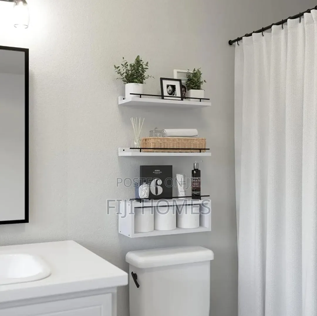Solid Pine Wood Bathroom Floating Shelves | 3 Tier | 40cm