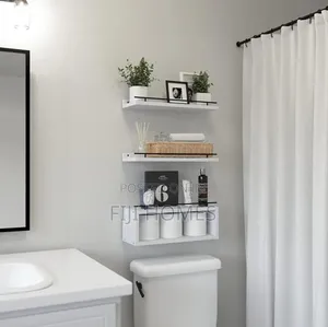 Solid Pine Wood Bathroom Floating Shelves | 3 Tier | 40cm
