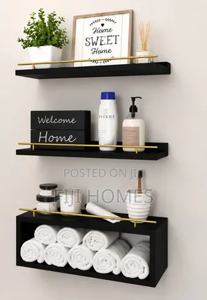 Solid Pine Wood Bathroom Floating Shelves | 3 Tier | 40cm