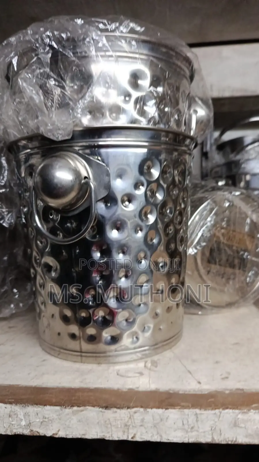 Steel Ice Bucket – Hammered Finish With Ring Handle