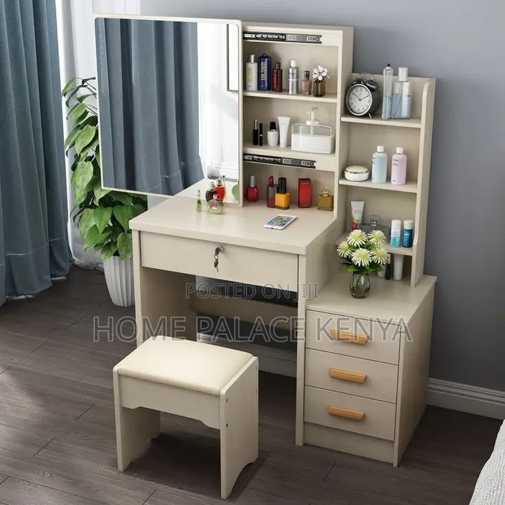 Vanity Set; Compact Sliding Mirror Makeup Set With Concealed Storage