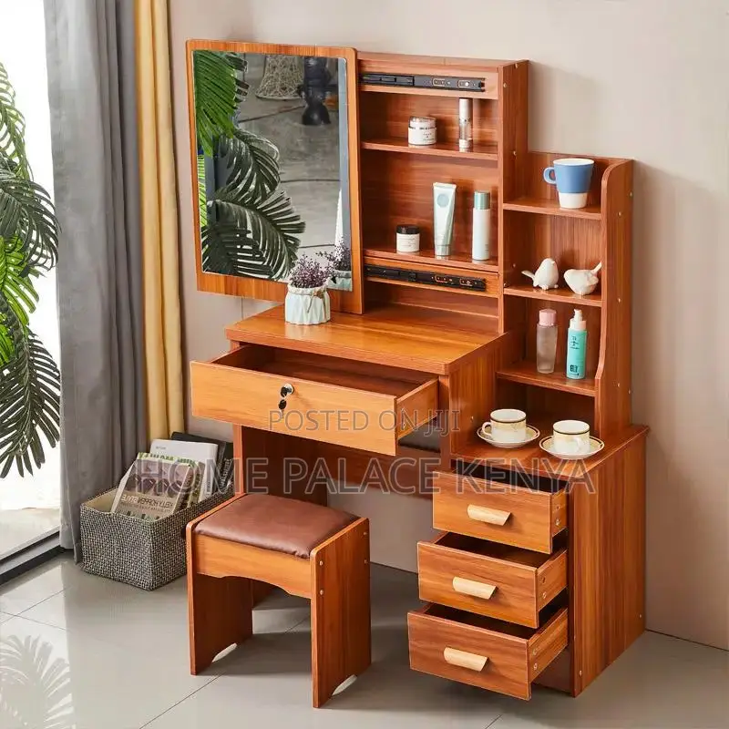 Vanity Set; Compact Sliding Mirror Makeup Set With Concealed Storage