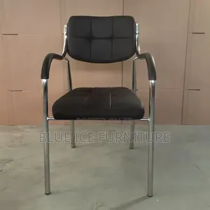Office Chair;Black Visitor Office Chair With Chrome Frame