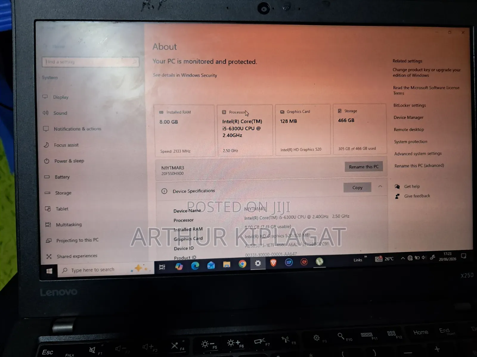 Laptop Lenovo ThinkPad X250 8GB Intel Core i5 HDD 512GB