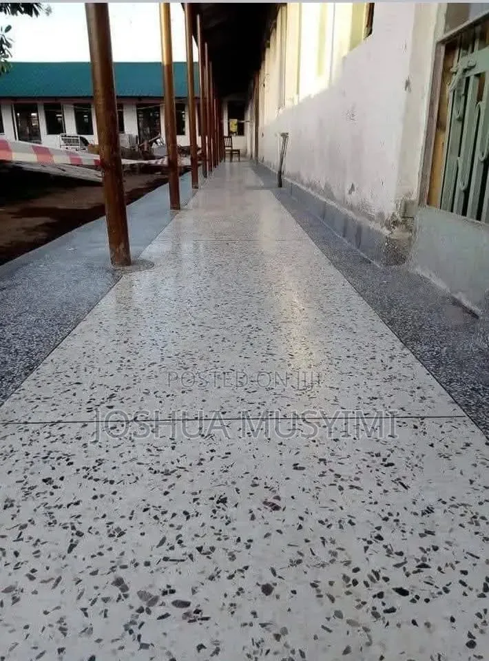 Tarazo Material Fitting and Clean Tiles