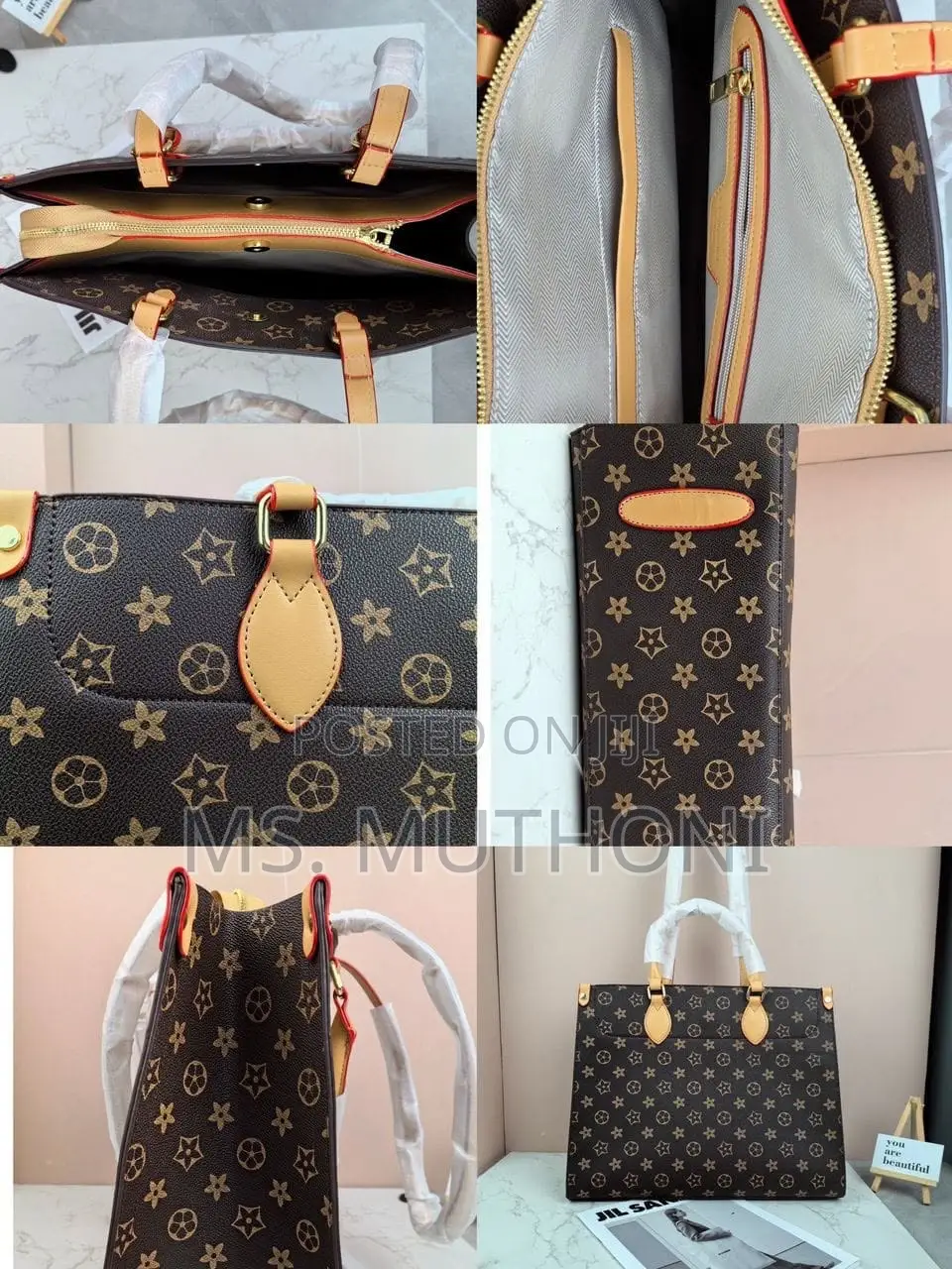 Monogram Designer Inspired Large Tote Bags