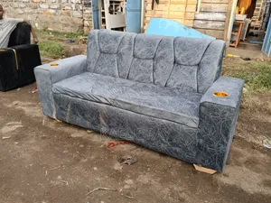 Charcoal Grey Curved Sofa Blue-Grey Diamond Sofa