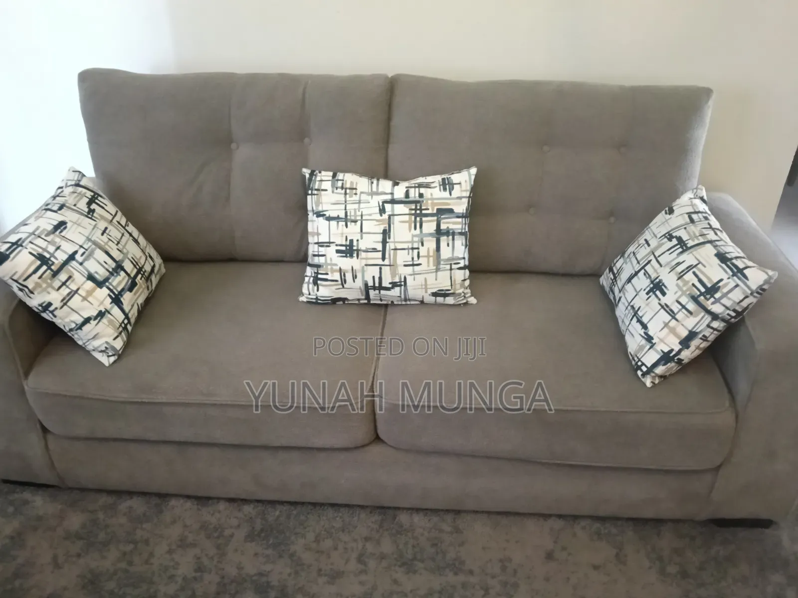 Grey 5 Seater Fabric Sofa