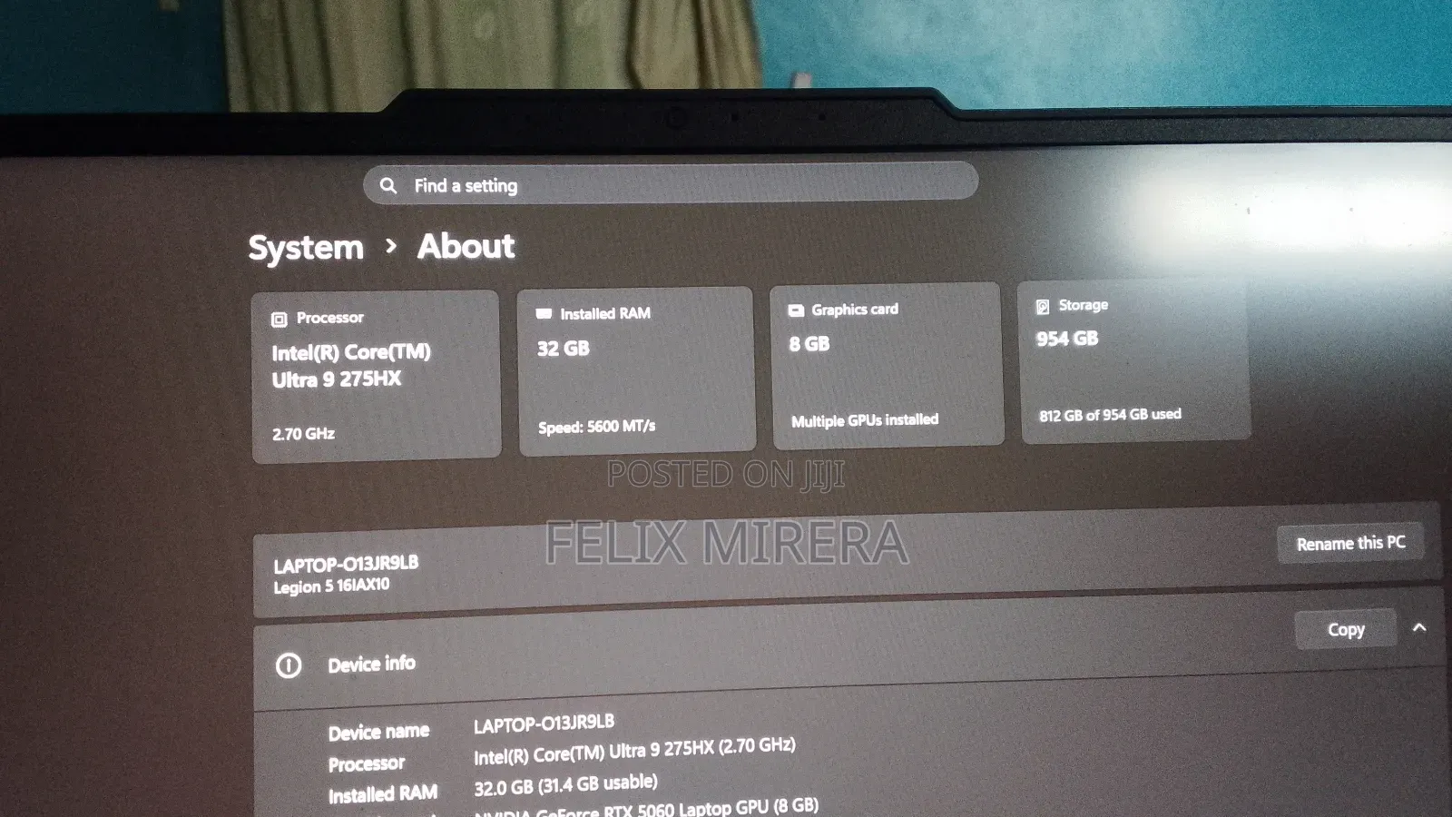 Laptop Lenovo Legion 5 32GB Intel Core Ultra 9 SSD 1T