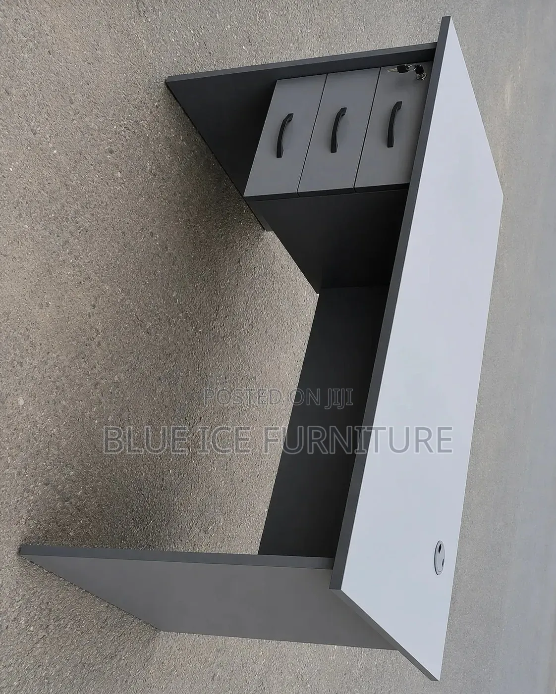 Office Desk;Modern Grey Office Desk With 3 Lockable Drawers,1.4m