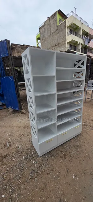 Free White Standing Shoe Rack With Open Shelves and Three Drawers 5*6