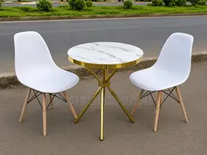 Dining Table;Modern Round Marble Dining Table Set White Eames Chairs –