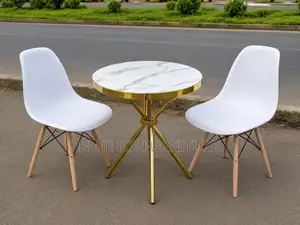 Dining Table;Modern Round Marble Dining Table Set White Eames Chairs –