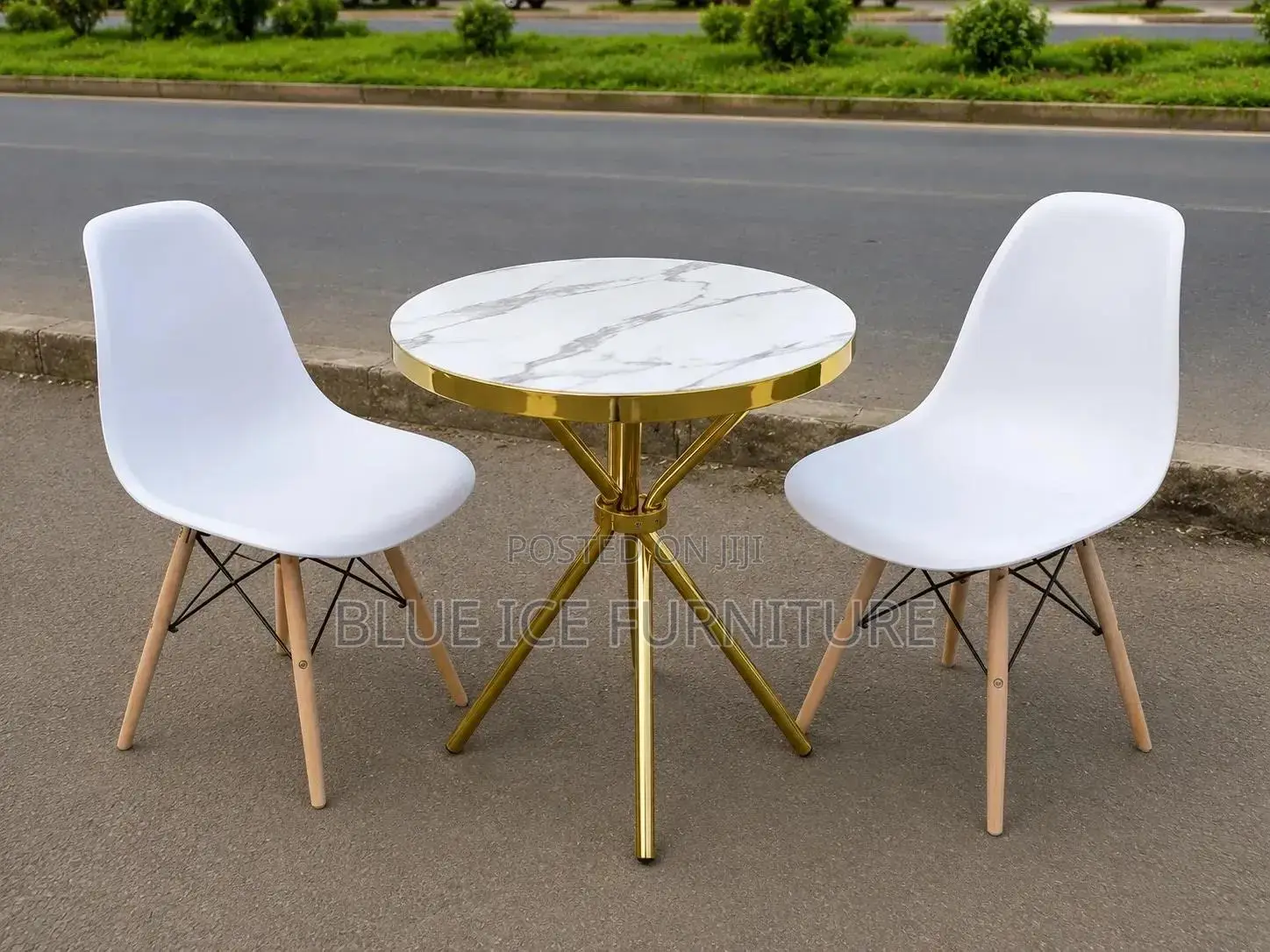 Dining Table;Modern Round Marble Dining Table Set White Eames Chairs –